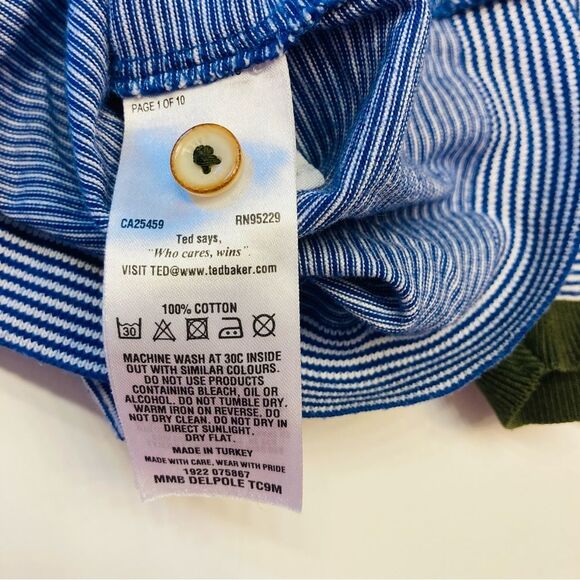 Ted Baker MMB Delpole Short Sleeve Polo Shirt Mens Size 3 Medium Blue - Picture 5 of 9